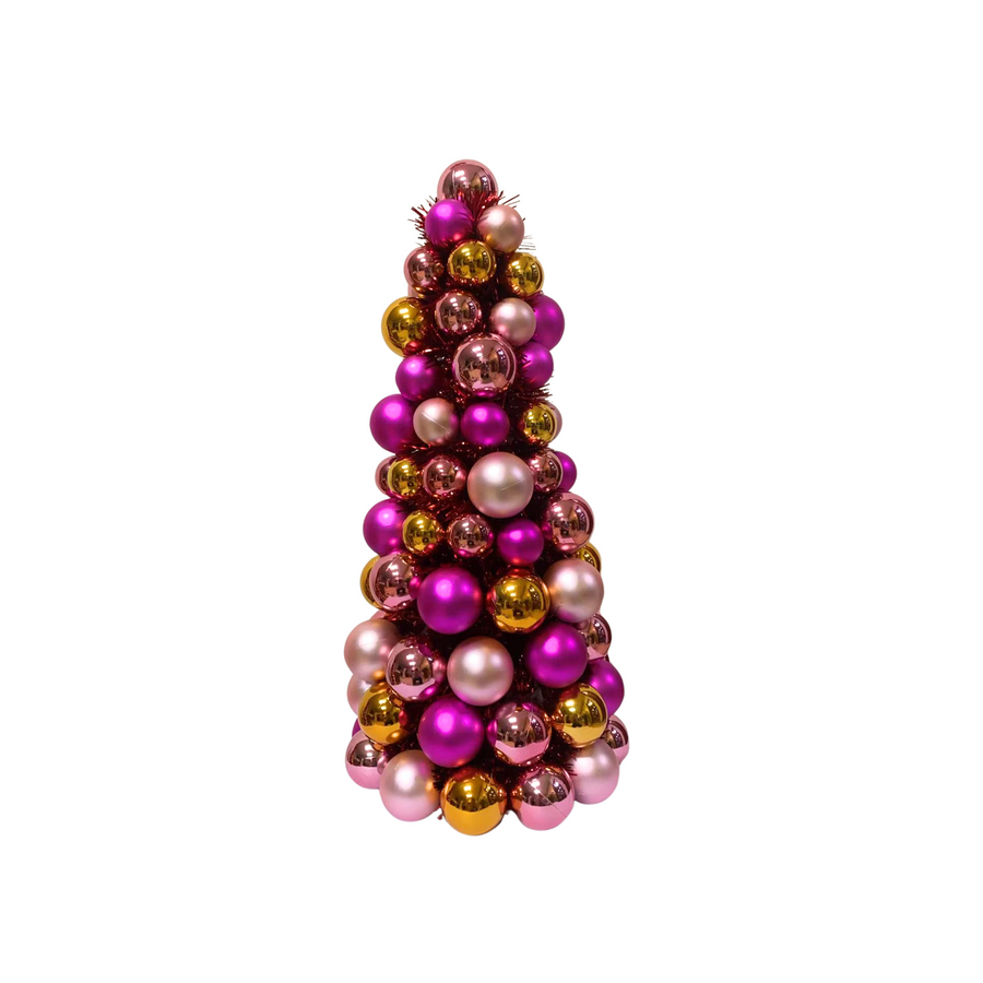 Kerstdecoratie - Kerstballen Kerstboom - Kunststof - Roze/Oranje - 19x41 cm