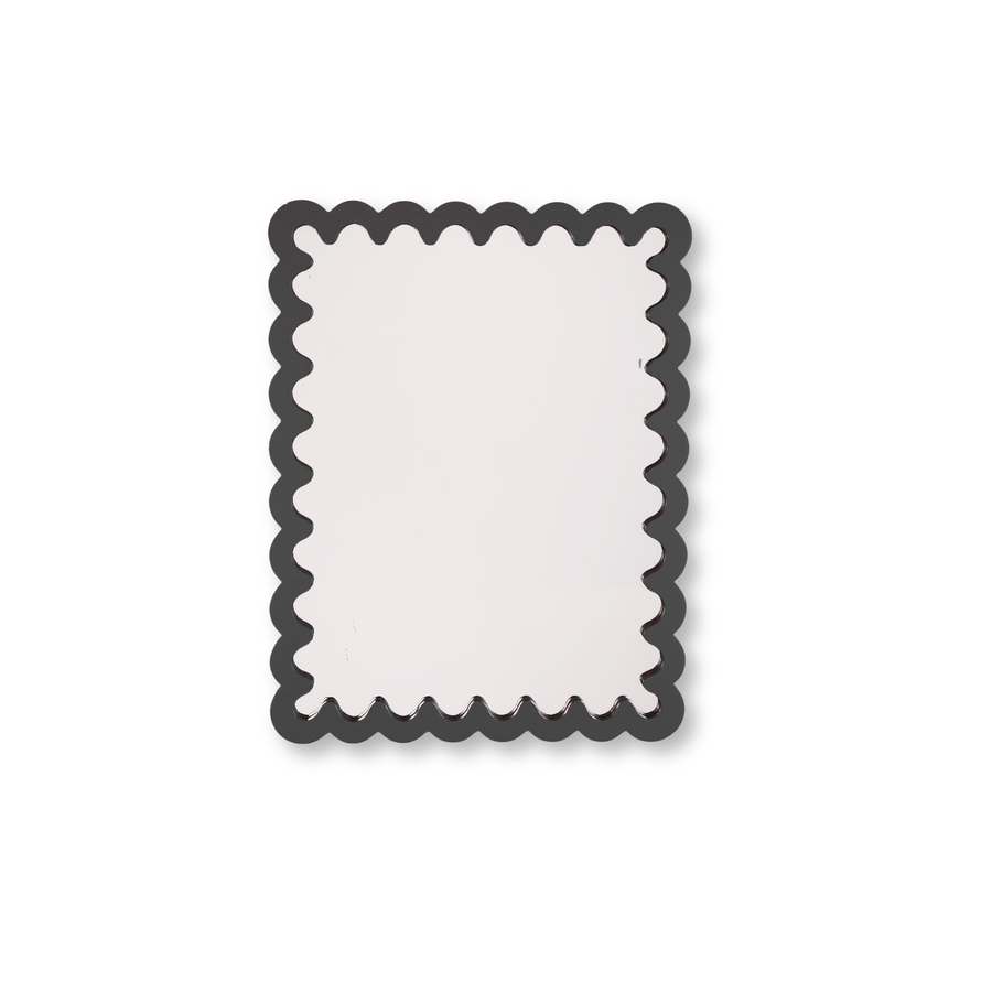 Mirror - Wall Mirror with Wavy Edge - MDF - Black - 24x33x1.5cm