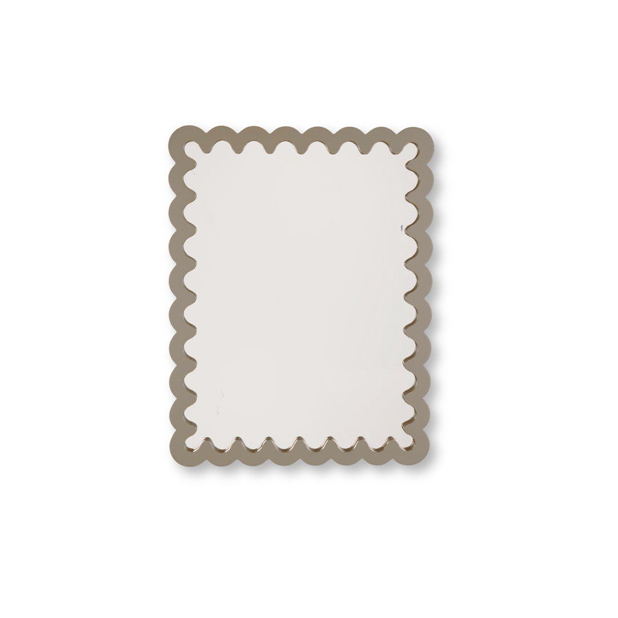 Mirror - Wall Mirror with Wavy Edge - MDF - Taupe - 24x33x1.5cm