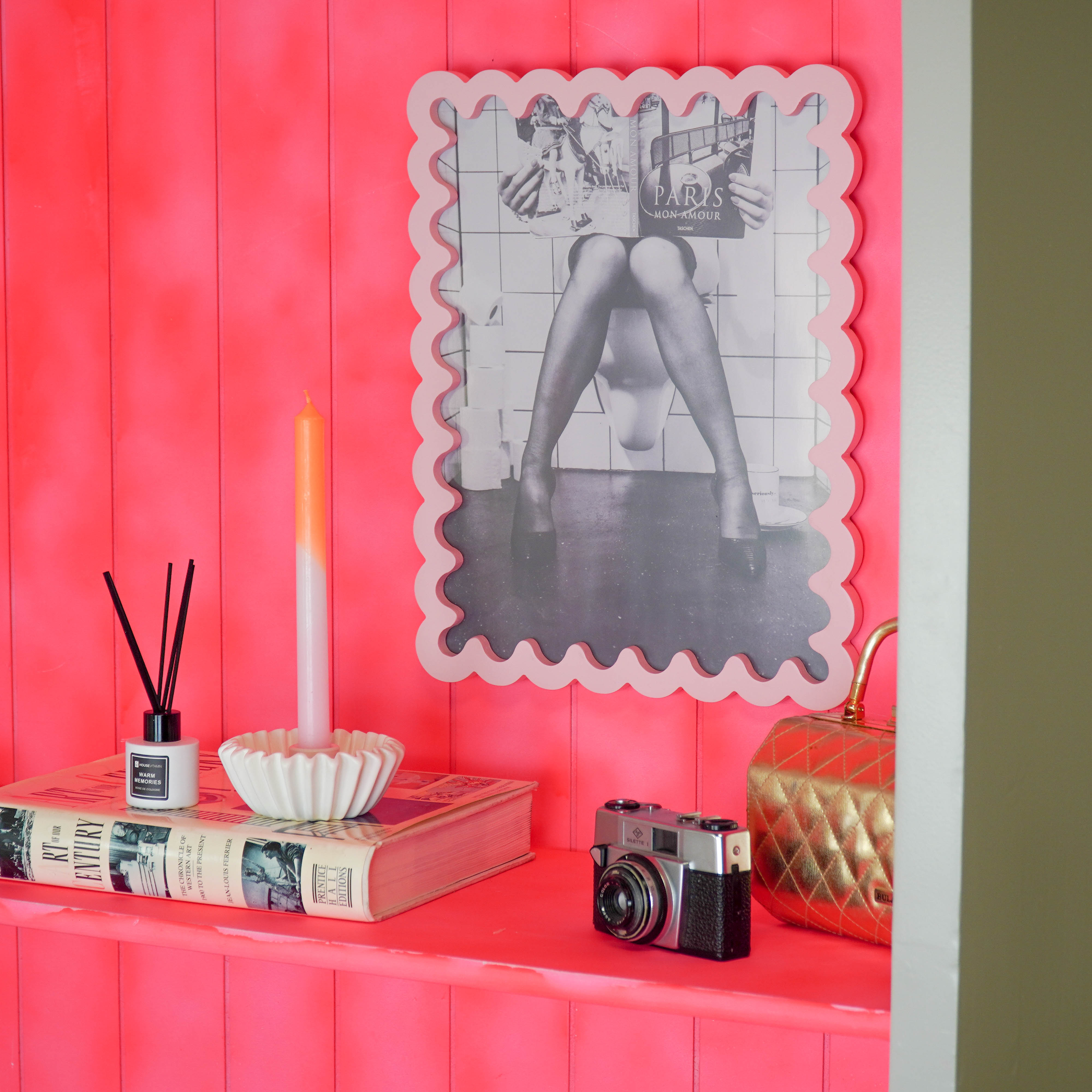 Fotolijst - Golvende Rand- MDF - Licht roze- 33x43x1.5cm
