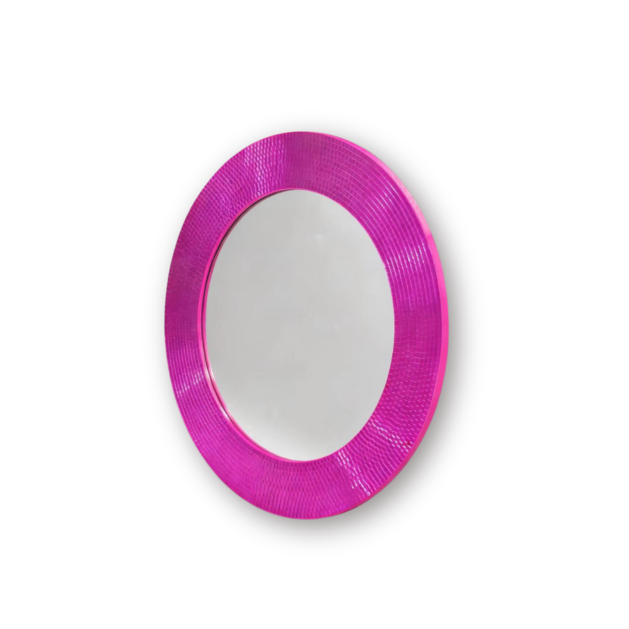 Spiegel - Wandspiegel Discokiezels - Roze - 40x1x40cm