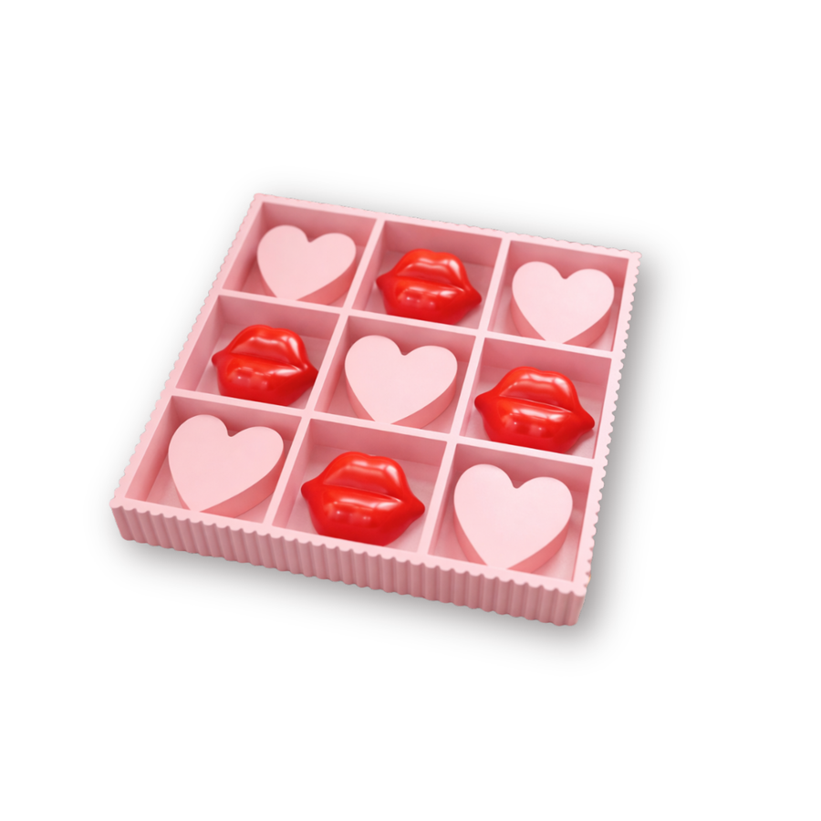 Decorative Game - Tic Tac Toe Heart and Lip - Pink/Red - 33x33x5cm
