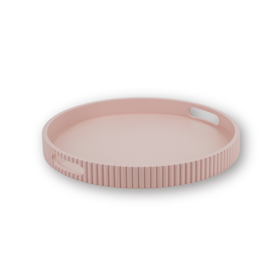 Tray - With Ribbed Edge - Light Pink - 35x35x4cm