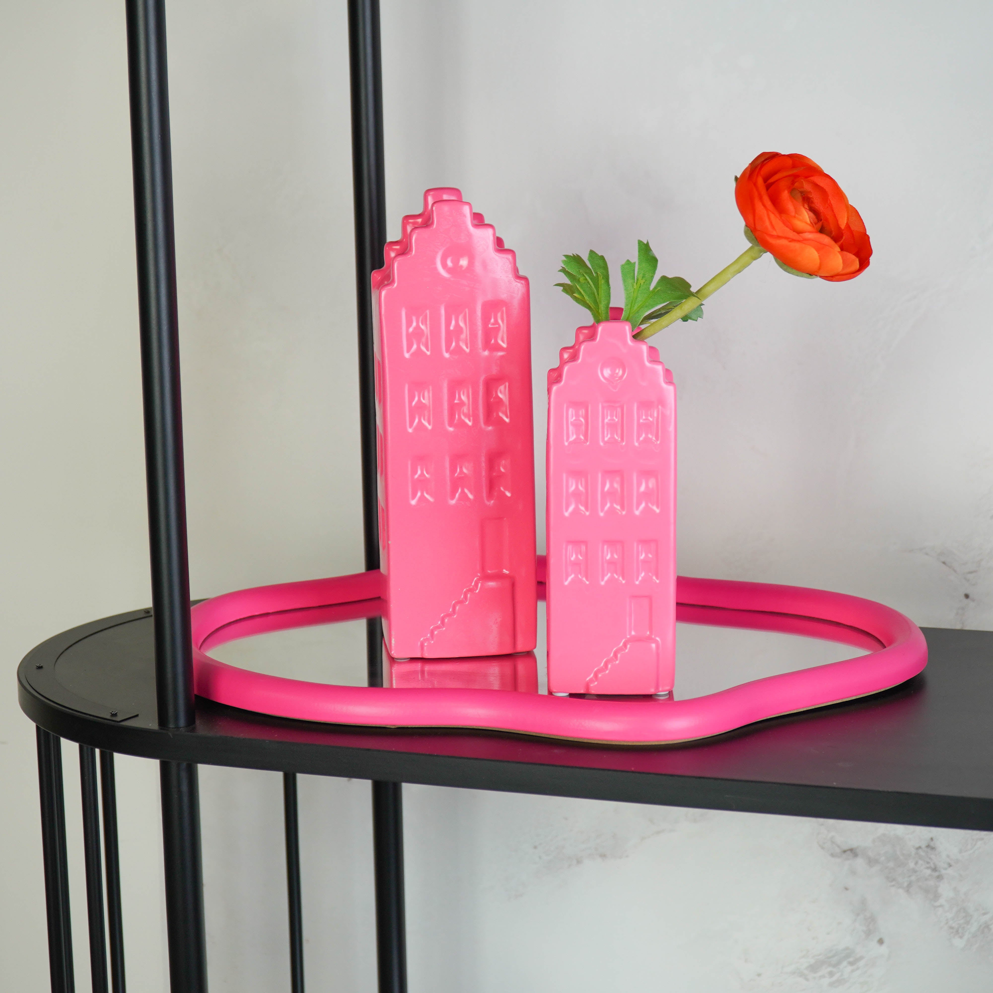 Spiegel - Wand Spiegel Organische Vorm - Fluor Roze - 30x40cm