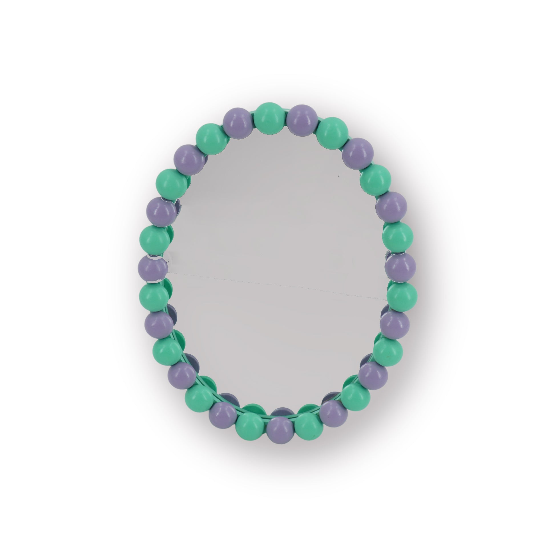 Spiegel - Wand Spiegel met Bolletjesrand - MDF/ Glas - Mint/ Lila - 29x22.5cm