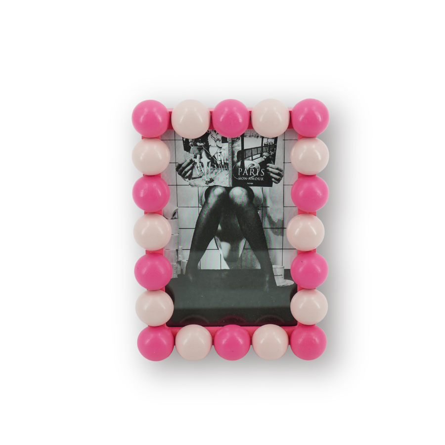 Fotolijst - Rechthoekig met Bolletjesrand - MDF - Lichtroze/Neonroze - 18.5x13.5cm