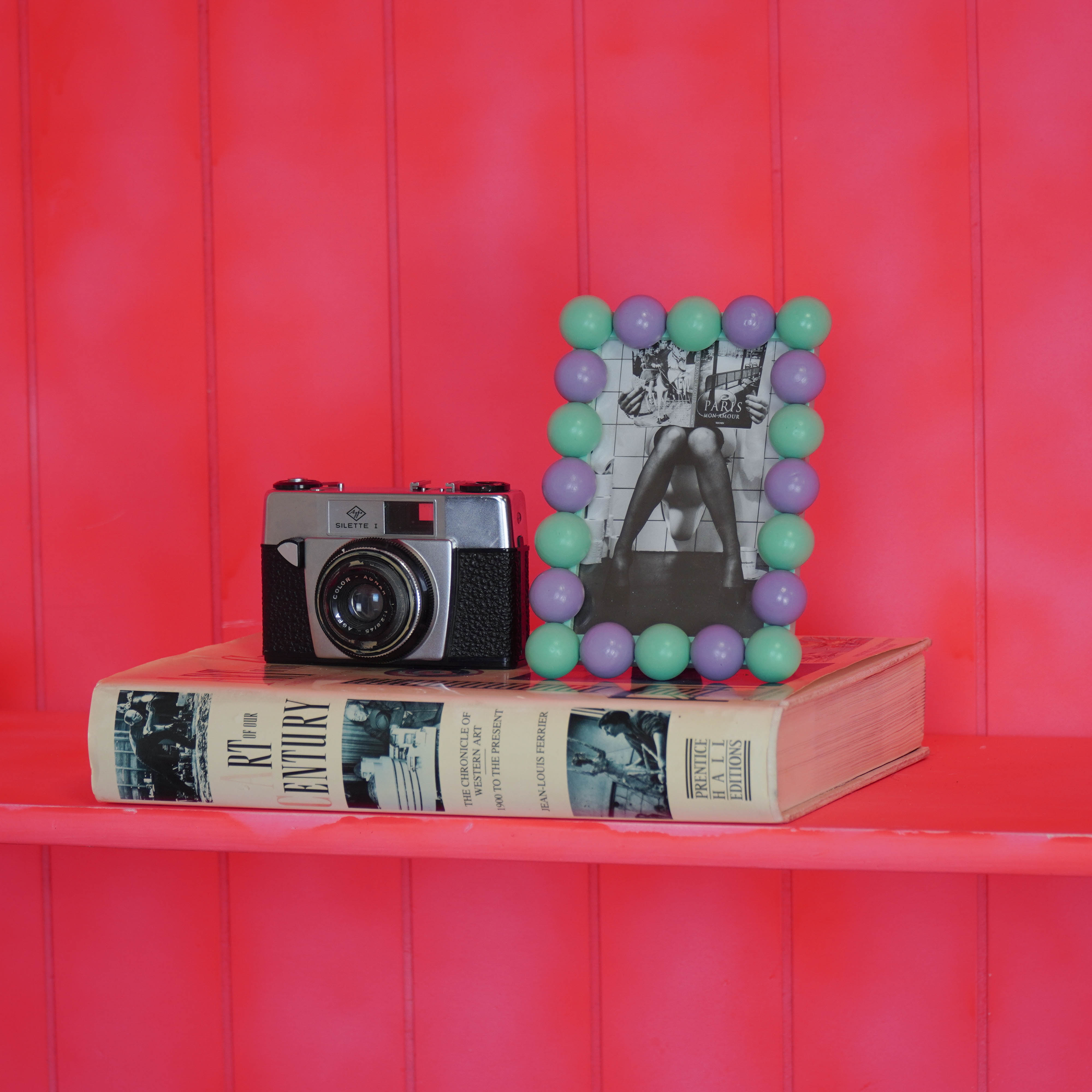 Fotolijst - Rechthoekig met Bolletjes Rand - MDF - Mint/ Lila - 18.5x13.5cm