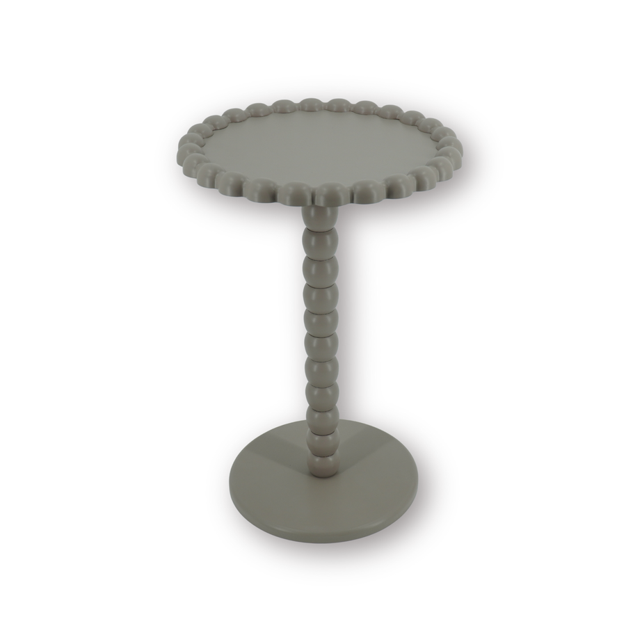 Side table - Round Side Table with Bobble Edge and Leg - MDF - Taupe - 38X55cm