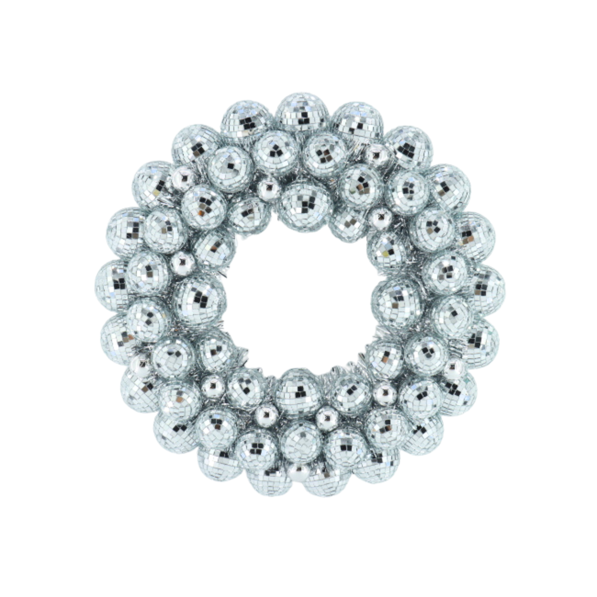 Kerstversiering -  Kerst Krans Discobalballen Kunststof - Zilver - 40x40x7.5 cm
