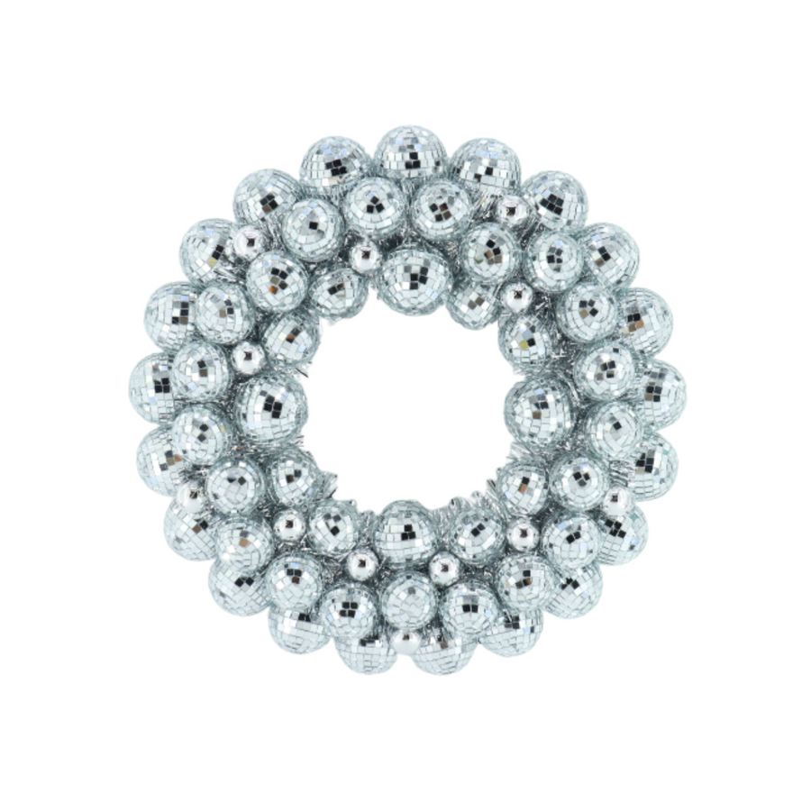 Kerstversiering - Kerst Krans Discobalballen Kunststof - Zilver - 40x40x7.5 cm