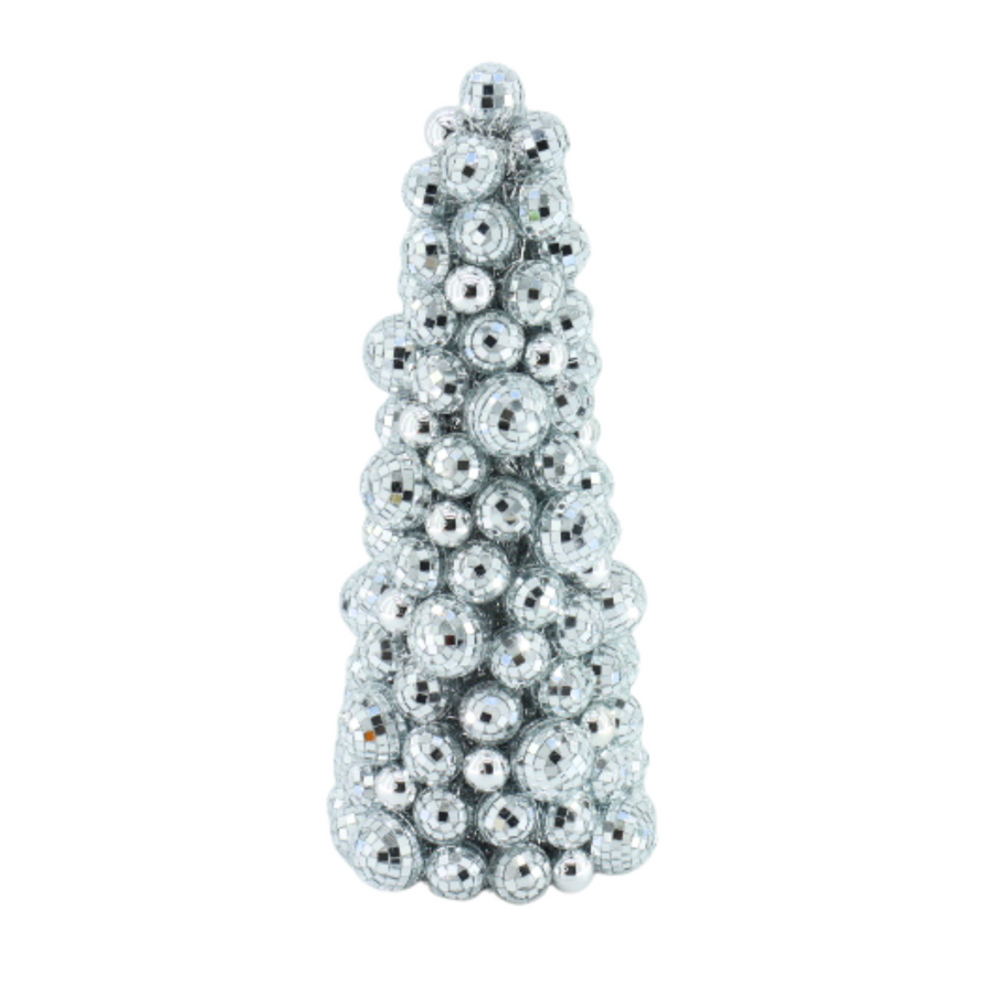 Christmas Decoration - Disco Ball Christmas Tree - Plastic - Silver - 20x19x42 cm