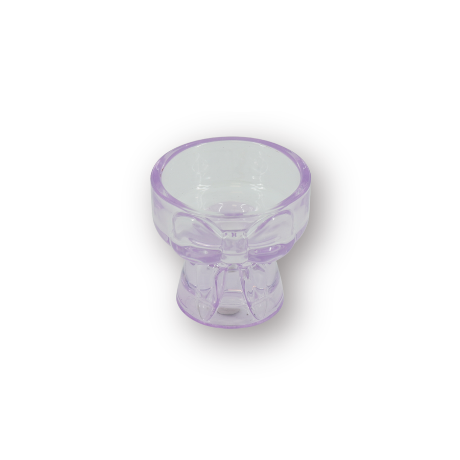 Candle Holder - Candlestick and Tealight Holder Bow - Glass - Lilac - 7.5x6.5 cm