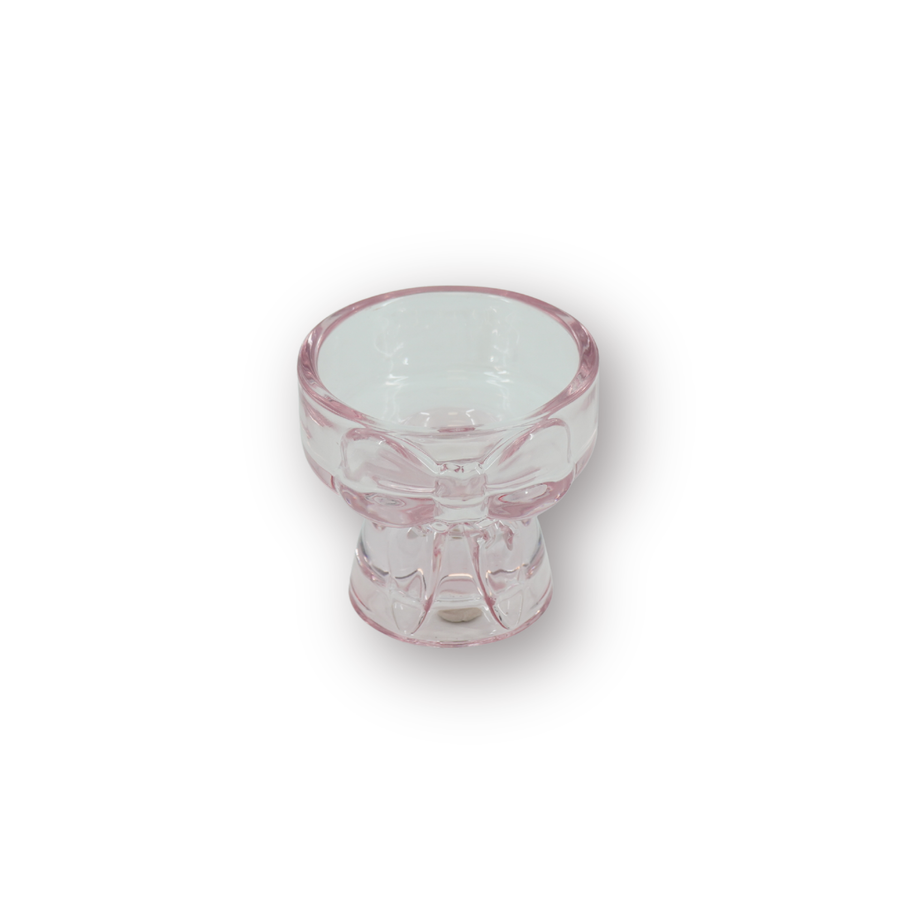Candle holder - Candlestick and Tealight holder Bow - Glass - Pink - 7.5x6.5 cm
