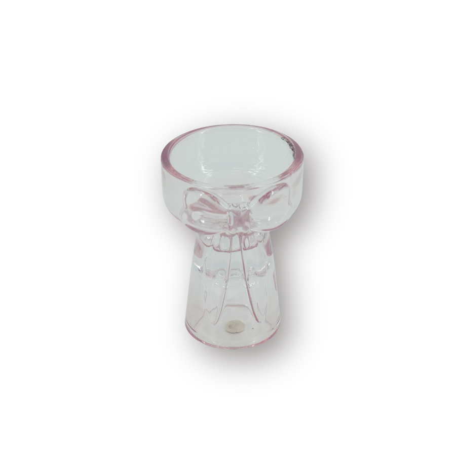 Candle holder - Candlestick and Tealight holder Bow - Glass - Pink - 7.5x9.5 cm