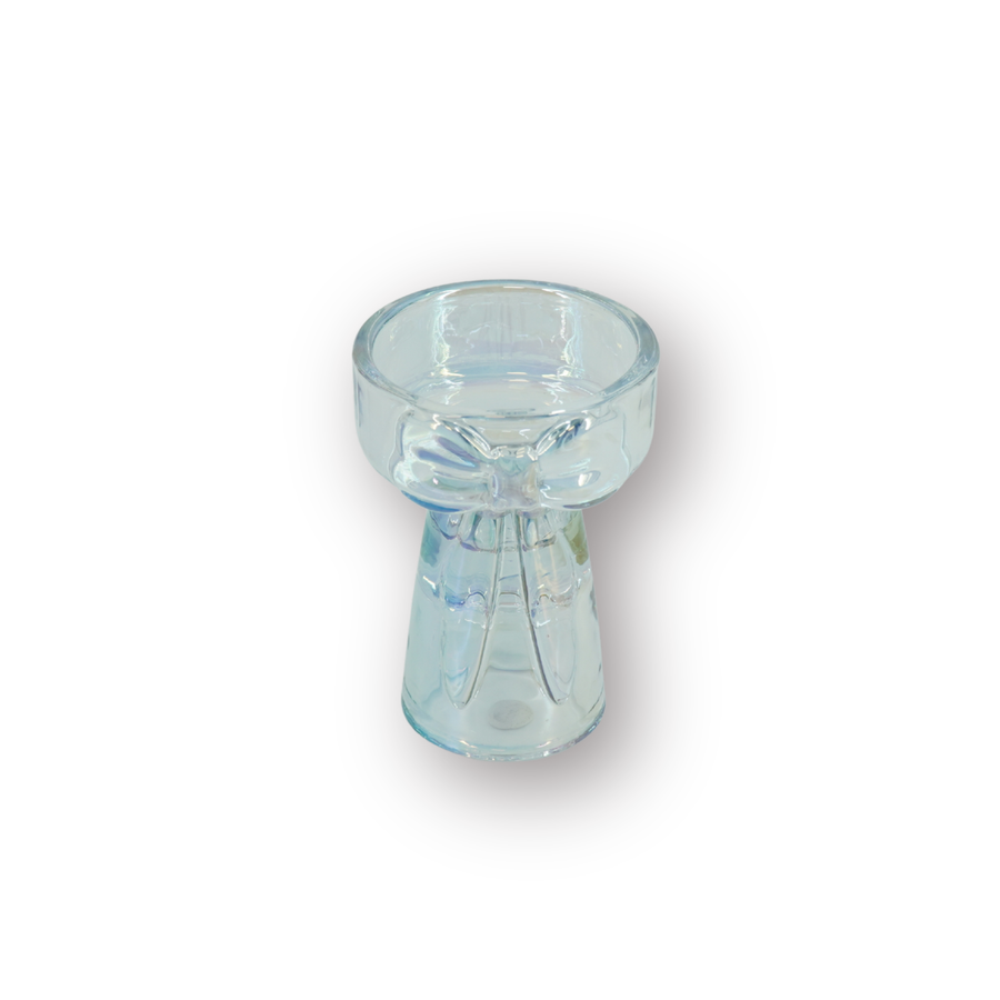 Candle Holder - Candlestick and Tealight Holder Bow - Glass - Iridescent - 7.5x9.5 cm
