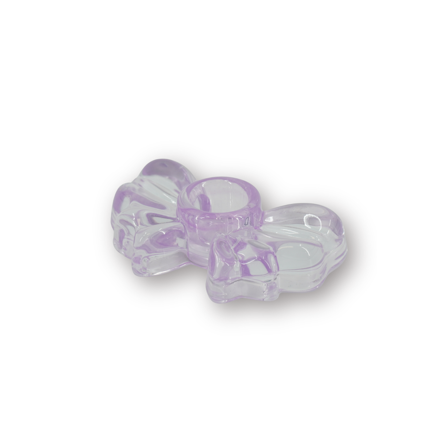 Candle holder - Candlestick Bow - Glass - Lilac - 9.5x6.5x2.5 cm