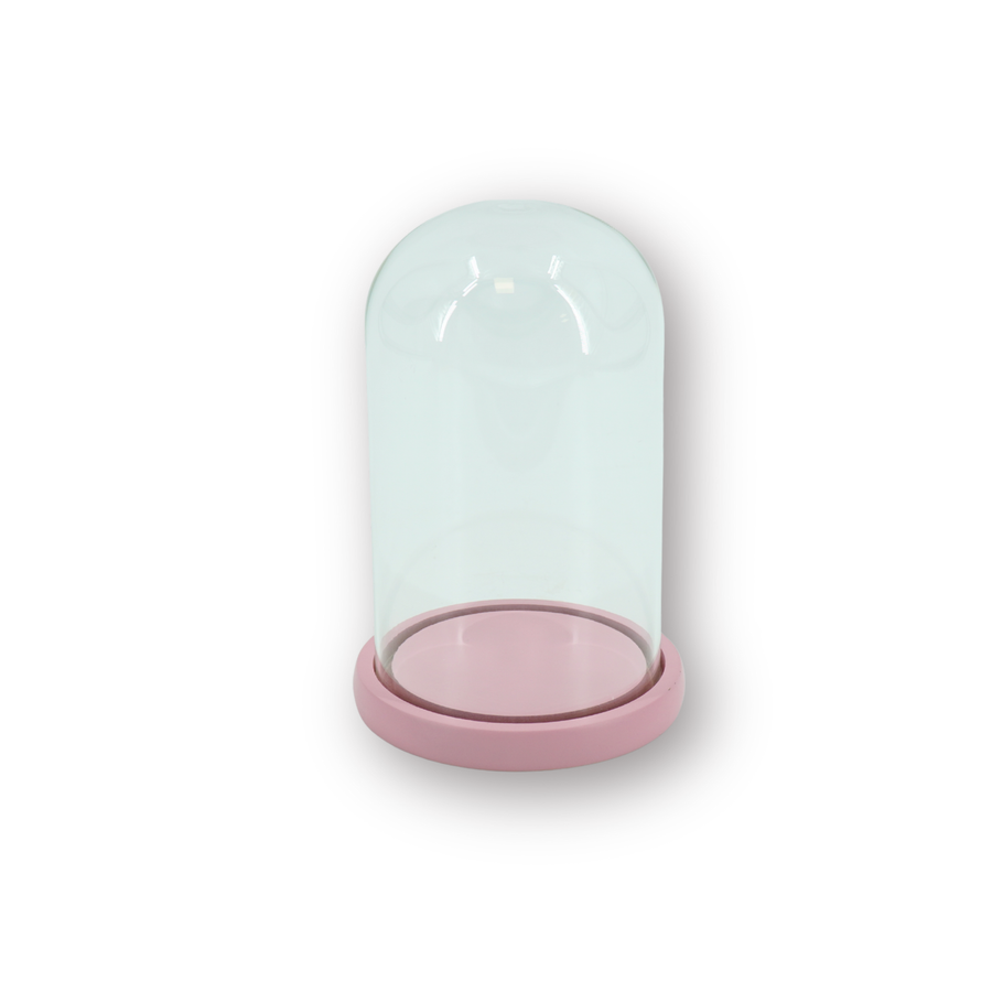 Stolp - Glas/Hout - Lichtroze - 14x14x22 cm