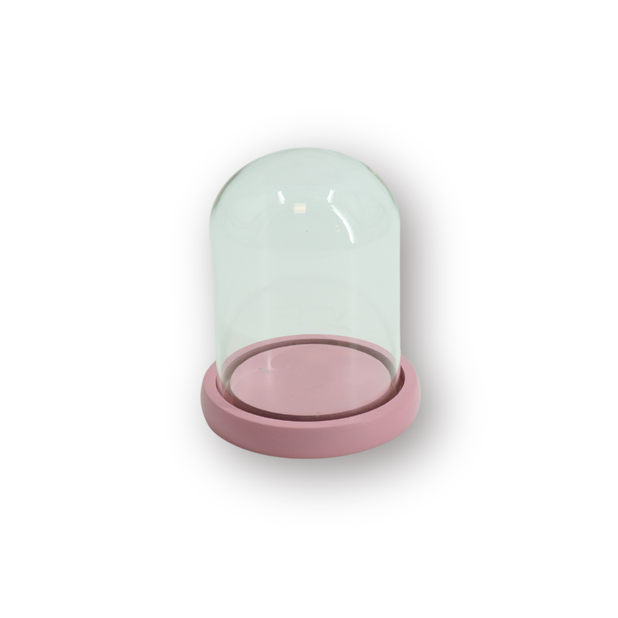 Stolp - Glas/Hout - Lichtroze - 11x11x15 cm