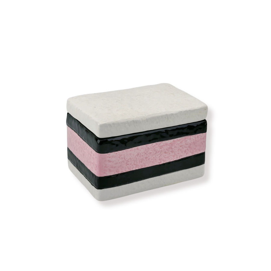 Storage jar - English Liquorice - Pink/White - Dolomite - 9x6x7cm