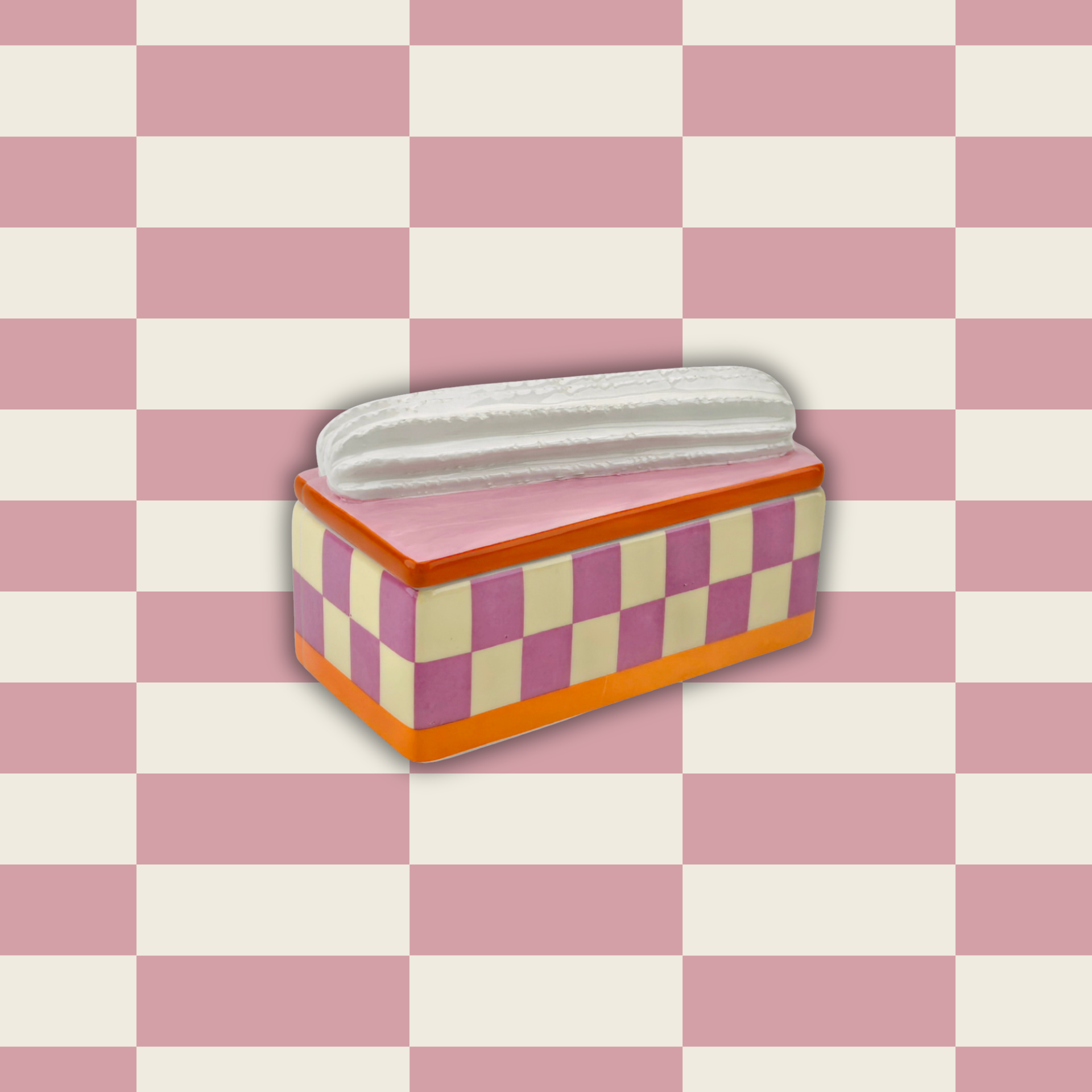 Opbergpot - Tompouche - Roze/Oranje - Dolomiet - 14x6x6cm