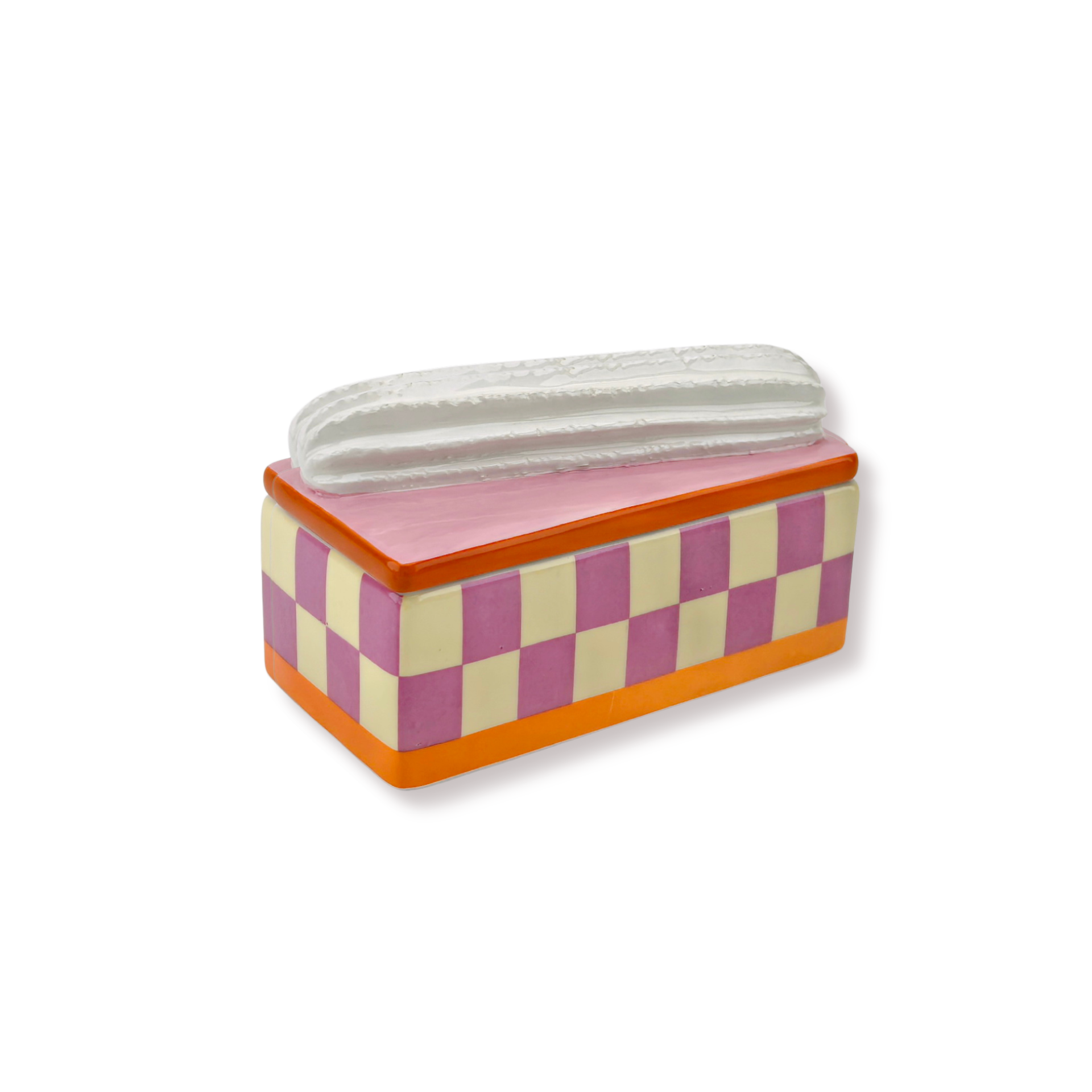 Opbergpot - Tompouche - Roze/Oranje - Dolomiet - 14x6x6cm