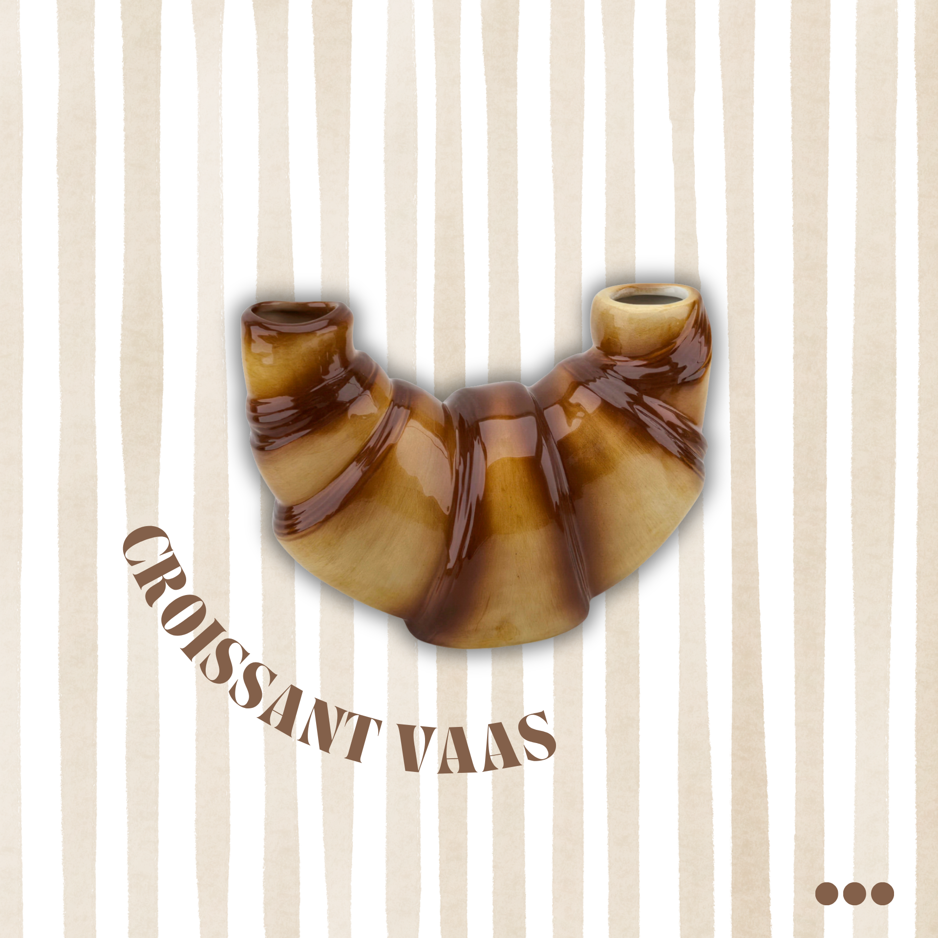 Bloemenvaas - Croissant Vaas - Bruin - Dolomiet - 20x10x15cm