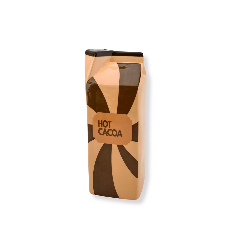 Flower vase - Milk Carton Vase 'Hot Cocoa' - Brown/Caramel - Dolomite - 10x10x25.5cm