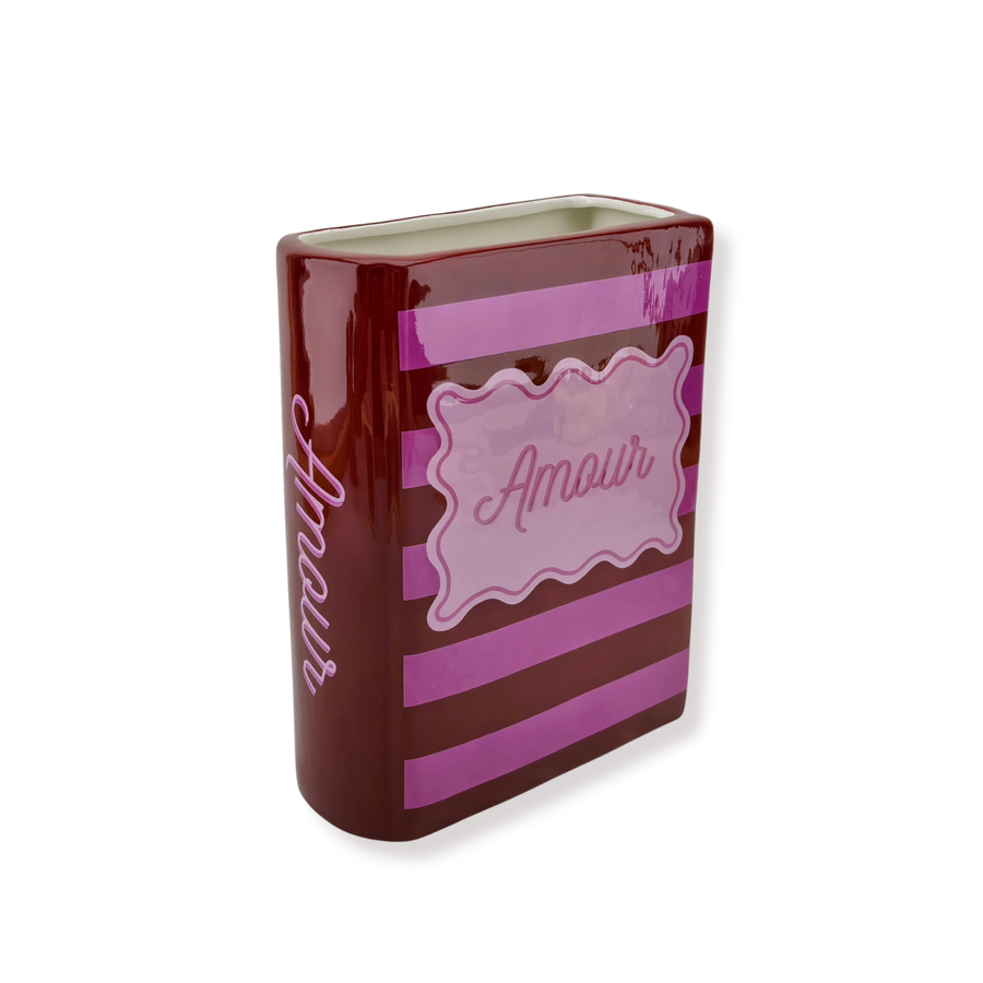 Flower vase - Book Vase - Red/Pink - Dolomite - 16.5x7.5x21.5cm