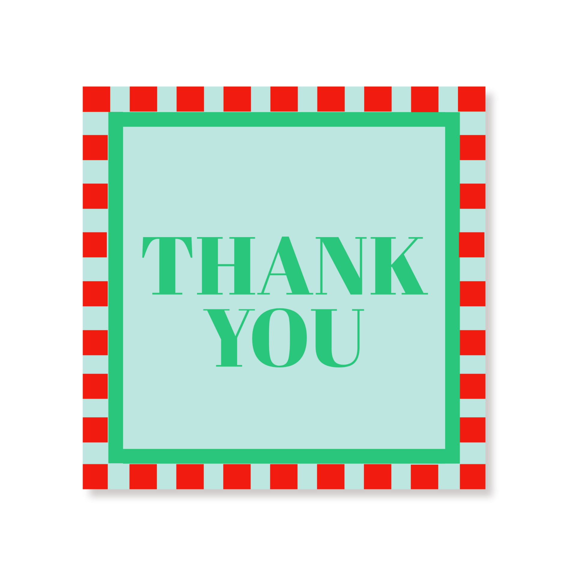 Papieren Servetten 33x33 cm – 3-Laags – FSC –Mint/Rood/Groen – 'Thank you' – 20 Stuks