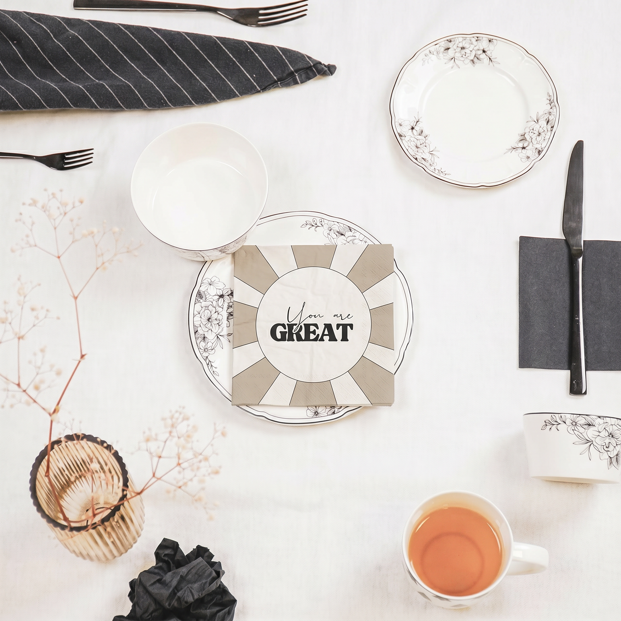 Papieren Servetten - "You are Great" - Beige - 3-Laags - FSC - 33x33 cm - 20 Stuks