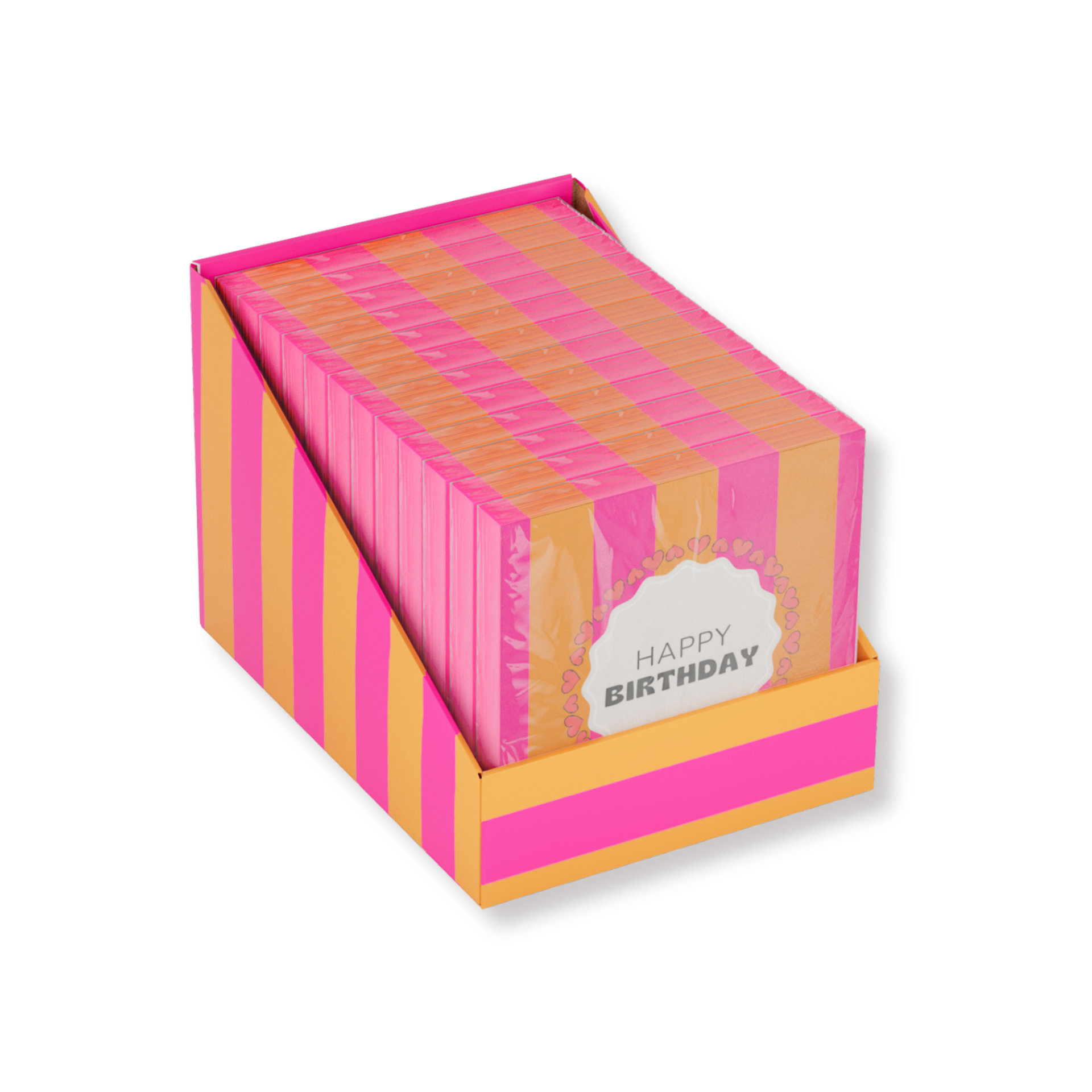 Papieren Servetten 33x33 cm – 3-Laags – FSC – Roze/Oranje – 'Happy Birthday' – 20 Stuks