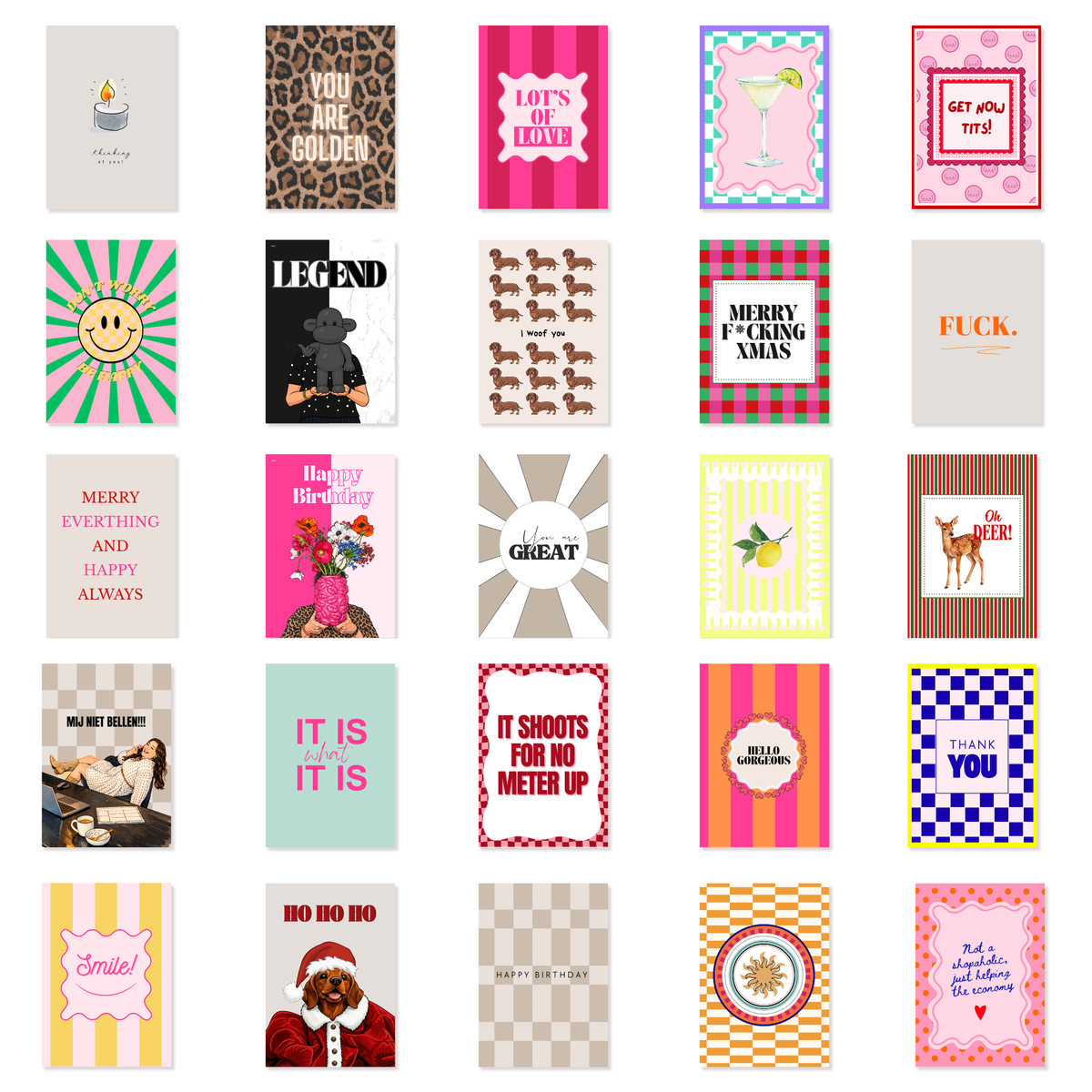 Ansichtkaart - Lots of Love -  Papier - Set of 5 - A6