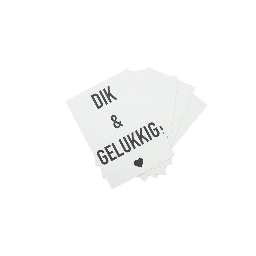 Ansichtkaart - Dik & Gelukkig - Papier - Set van 5 - A6