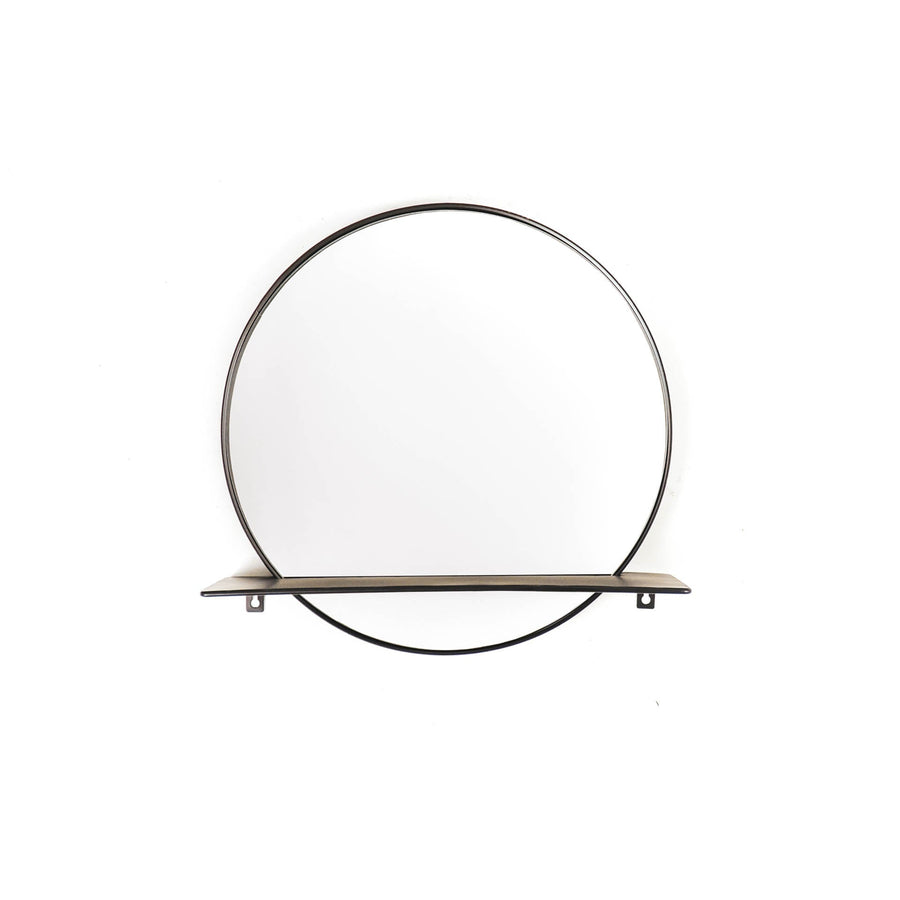 Housevitamin Ronde Spiegel met Plank - Zwart - Ø40cm