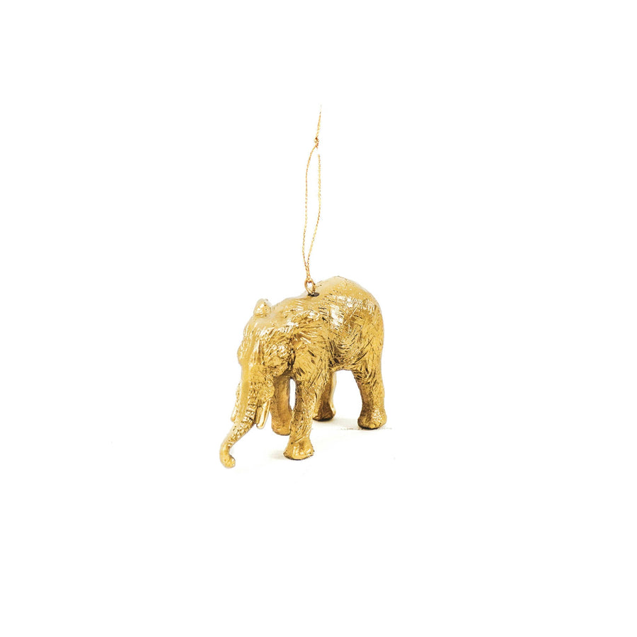 Christmas Ornament - Elephant - Polyresin - Gold - 9.5x6.5x4cm